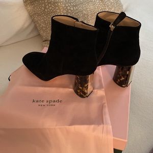 Kate Spade “Rudy” black suede booties